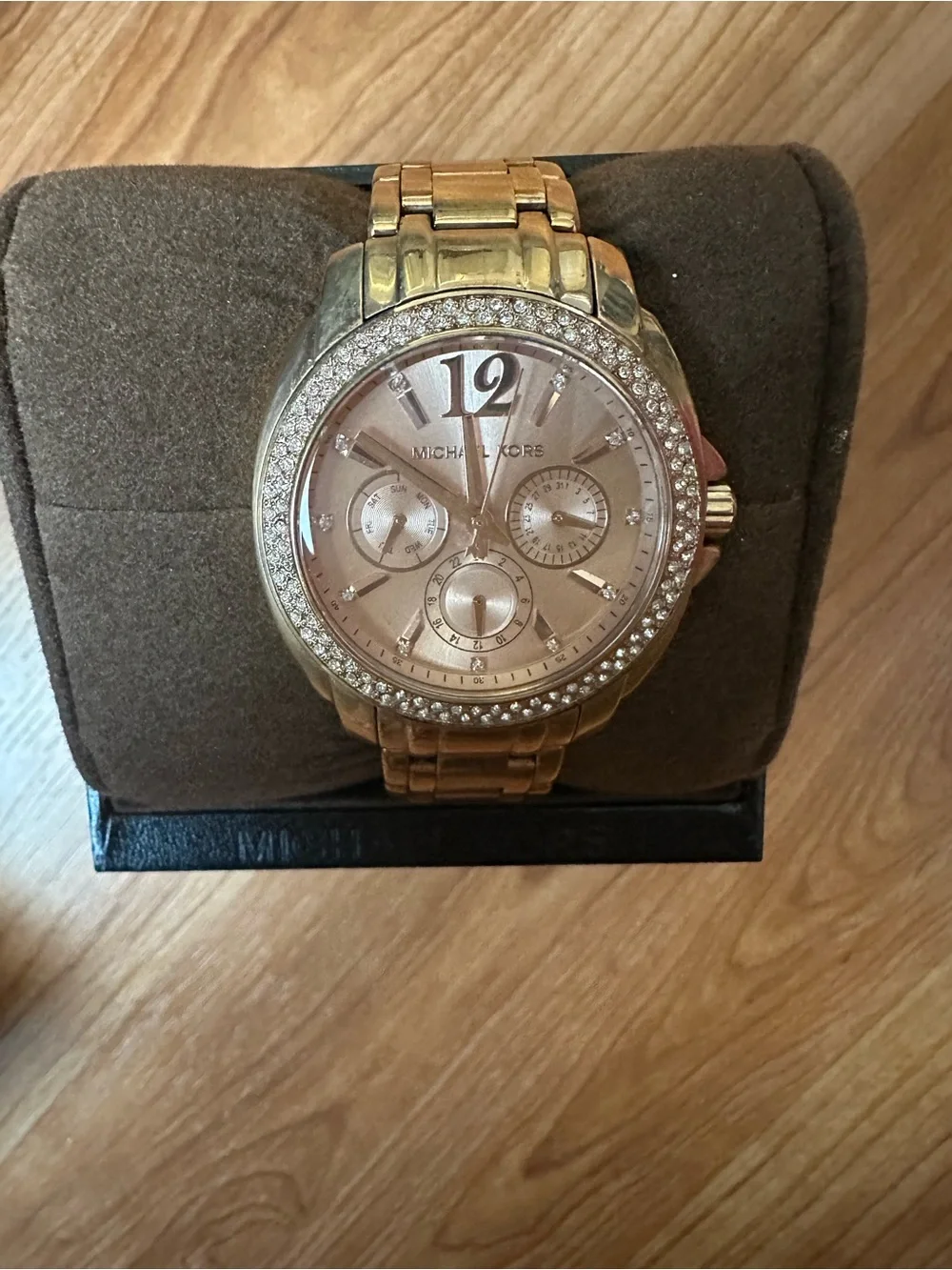 Michael Kors Rose Gold Crystal Bezel Chronograph Bracelet Watch